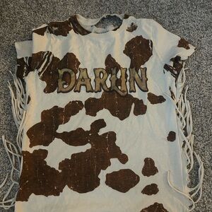 Brown and White youth Fringe T-Shirt